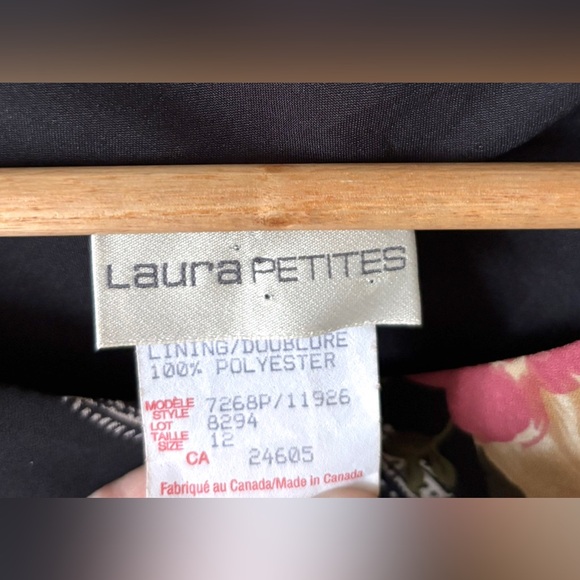 Vintage 90s Made in Canada Black Asymmetrical Ruffle Hem Paisley Floral Dress‎ - Picture 11 of 11